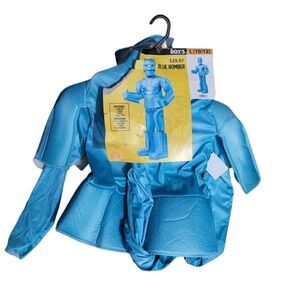 Rock em Sock em Blue Bomber Robot Halloween Costume Kids SZ L 5 PCS MISSING MASK